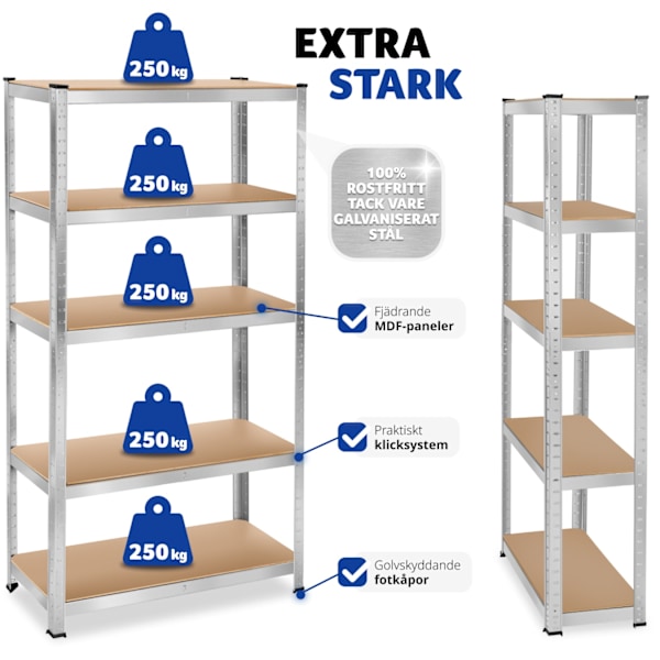 tectake Robust hylla - 180 x 90 x 40 cm 1250 kg Brun