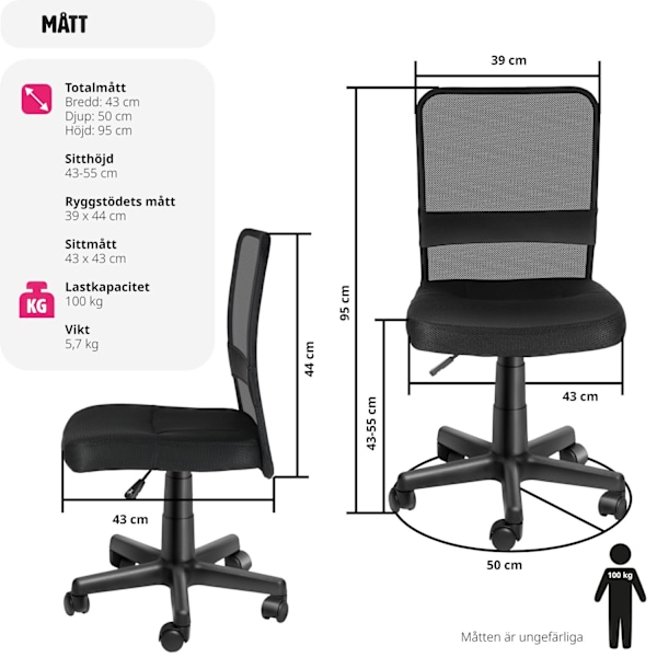 tectake Kontorsstol Patrick Svart