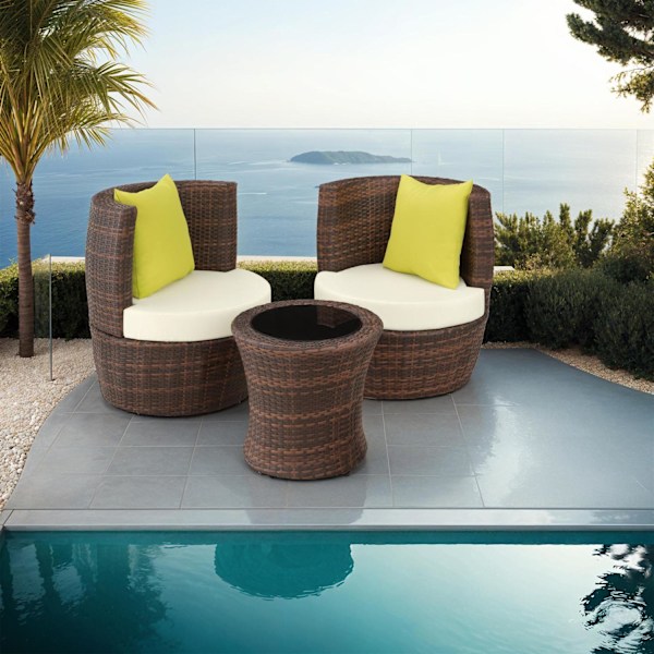 tectake Loungeset i konstrotting Nice 2+1+1 Brun