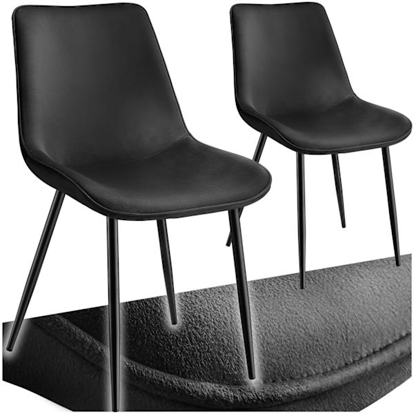 tectake Set med stolar i sammetslook Monroe -  Uppsättning av 2 Svart