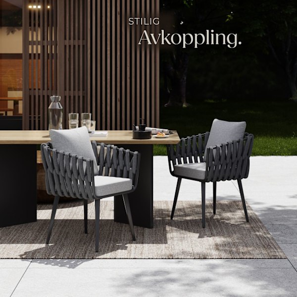 tectake 2 set stolar Lugano i repdesign med aluminiumram Grafitgrå