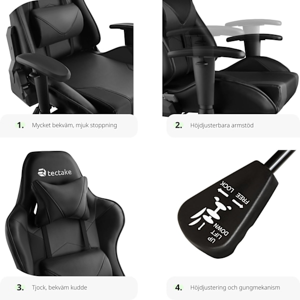 tectake Premium Gamingstol Twink Svart