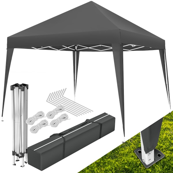 tectake Hopfällbar Paviljong Linosa 3x3 m grå