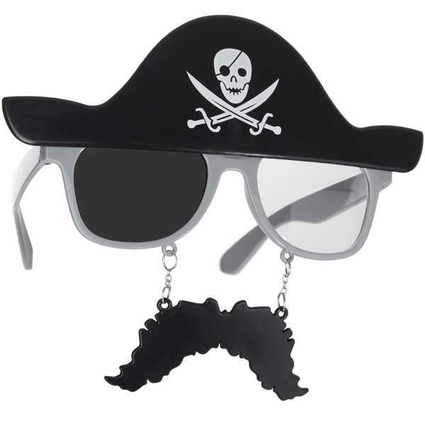 tectake Roliga glasögon pirat med mustasch grå