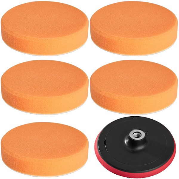 tectake 5 polersvampar 150 mm medium inkl polerkudde 150 mm Orange
