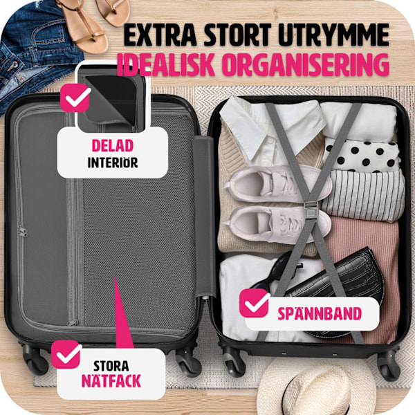 tectake Resväskeset 4 stycken med hårt skal Svart