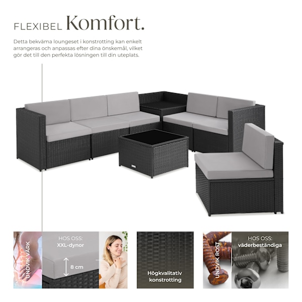 tectake Loungeset Verona i konstrotting Svart