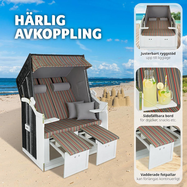 tectake Strandkorg med dyna, inklusive skyddsöverdrag multifärg