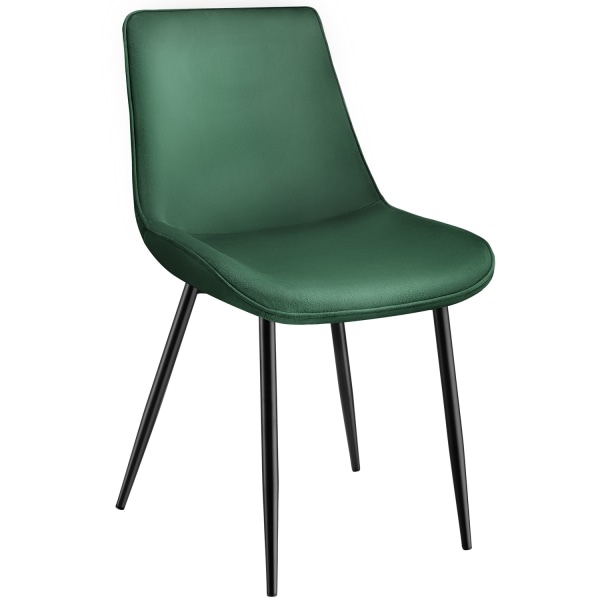 tectake Set med 6 stolar i sammetslook Monroe mörkgrön