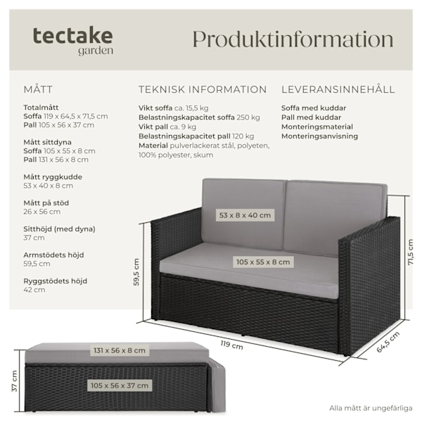 tectake Loungesoffa Korfu grå