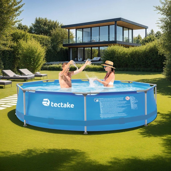 tectake Pool rund med filterpump Ø 300 x 76 cm Blå