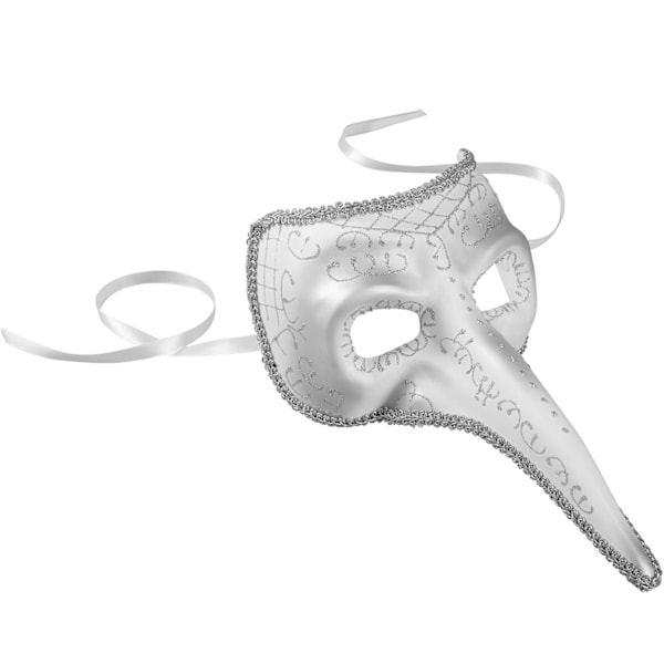 tectake Venetiansk mask med lång näsa och utsmyckningar Silver