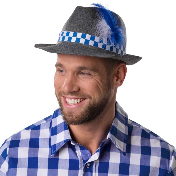 tectake Grå traditionell bayersk hatt blå/vit grå