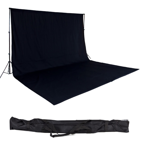 tectake Fotobakgrund / Backdrop set 3x6m med väska Svart