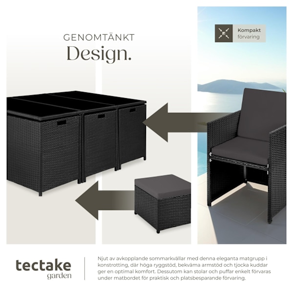 tectake Matgrupp New York i konstrotting Svart