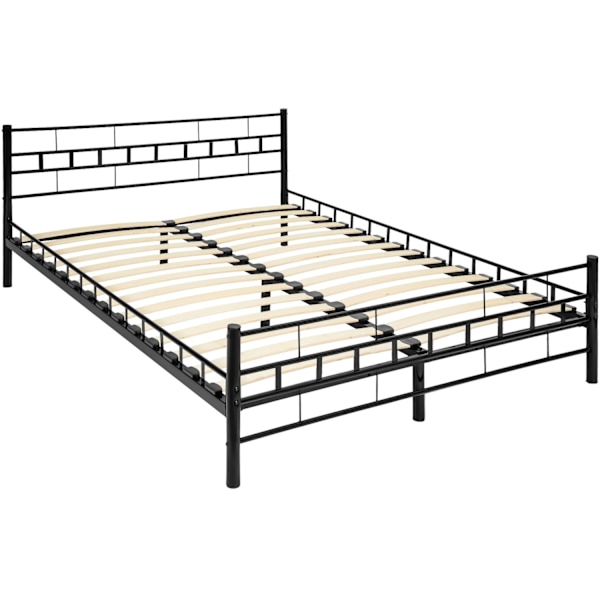 tectake Sängram med ribbotten i modern design - 200 x 140 cm Svart