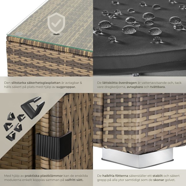 tectake Loungeset Milano i konstrotting Natur