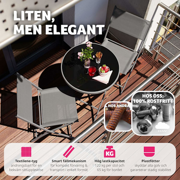 tectake Caféset Düsseldorf grå