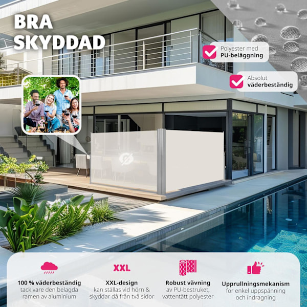 tectake Sidomarkis dubbel i Aluminium - 200 x 600 cm Beige