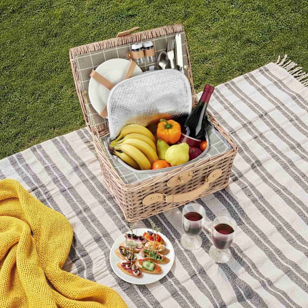 Picknickkorg Langeoog för 2 personer med kylfack och tillbehör - brun Brun