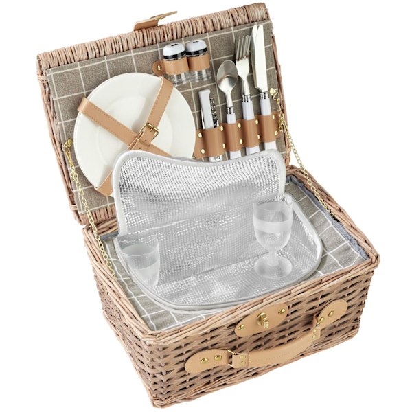 Picknickkorg Langeoog för 2 personer med kylfack och tillbehör - brun Brun