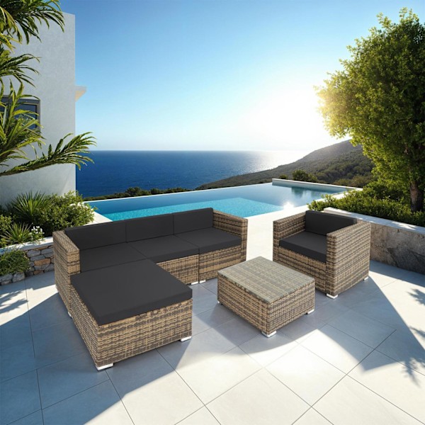 tectake Loungeset Milano i konstrotting Natur