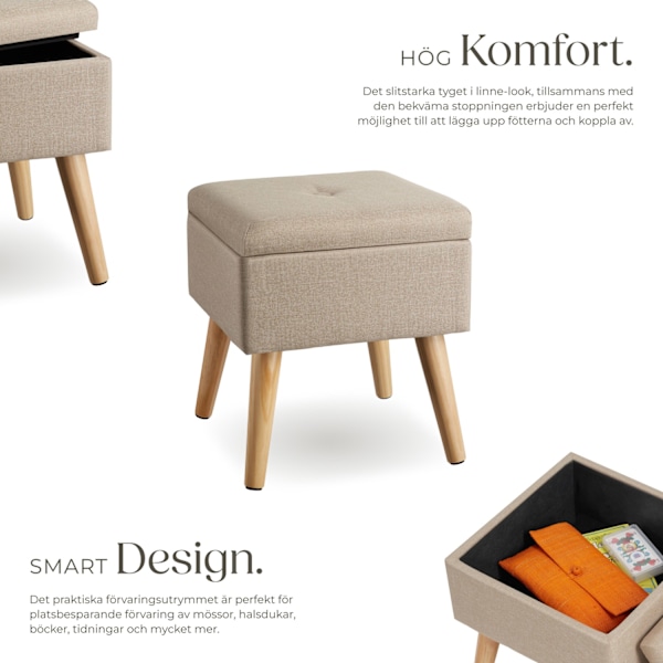tectake Sittpuff med förvaringsutrymme Elva Sand