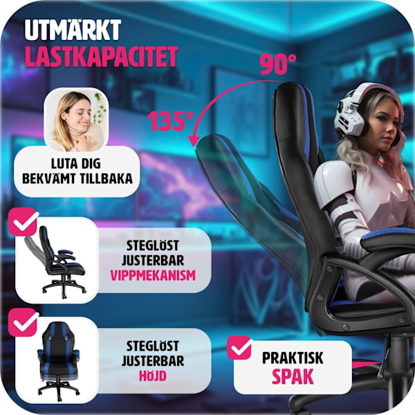tectake Gamingstol Goodman Blå