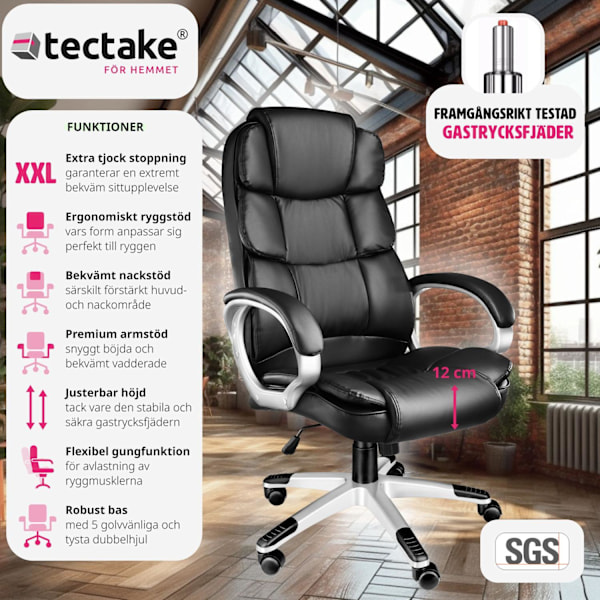 tectake Skrivbordsstol Jonas Svart