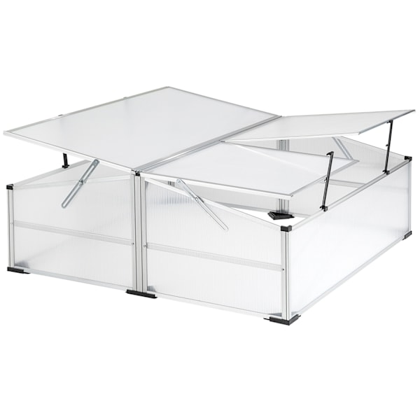 tectake Drivhus i aluminium med låsbart tak - 102 x 102 x 41 / 31 cm Transparent