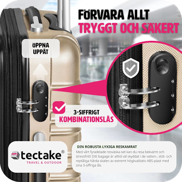 tectake Resväskeset 4 stycken med hårt skal Champagne