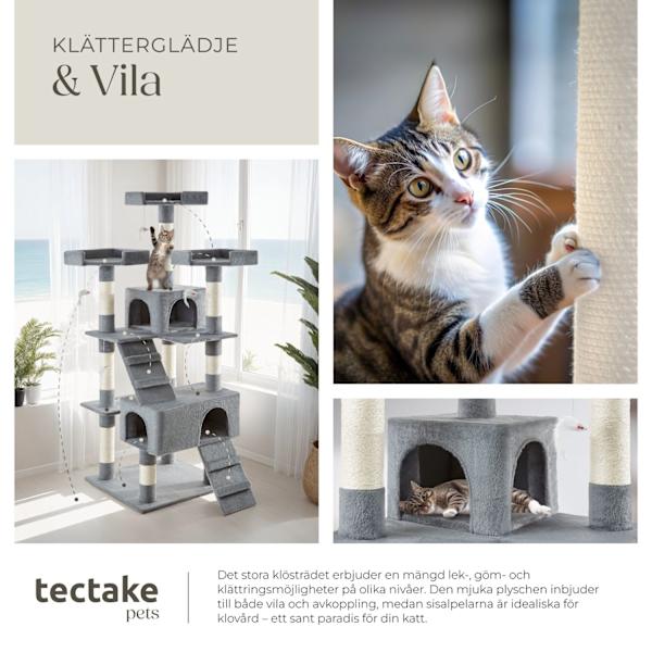 tectake Katt klösträd, klösmöbel Barney grå