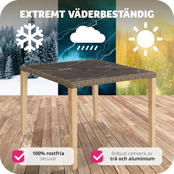 tectake Rottingbord Tarent 93,5x93,5x75cm Natur