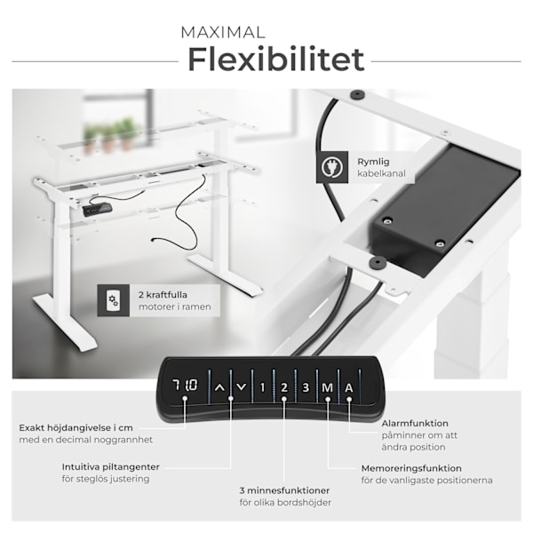 tectake Höj- och sänkbart skrivbordsstativ Dennis Vit