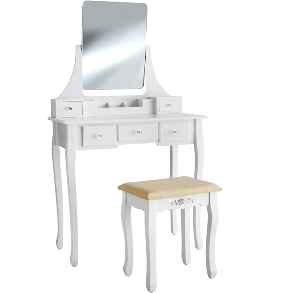 tectake Claire sminkbord med pall Vit