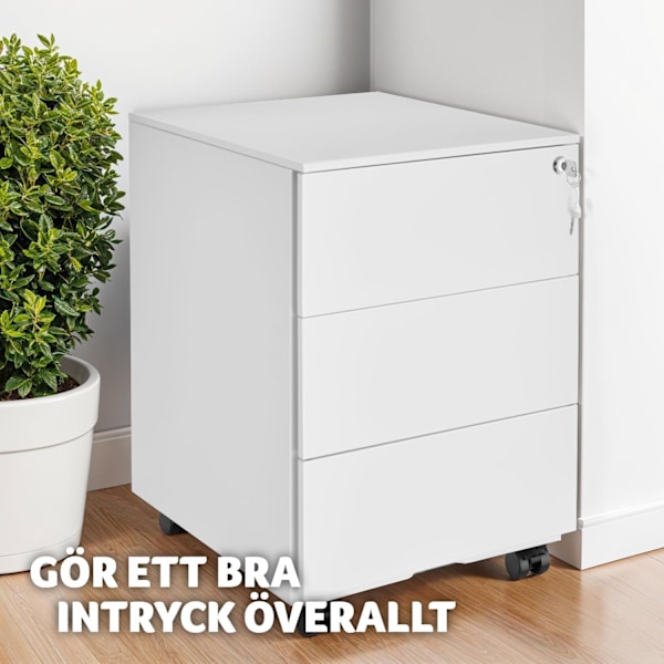 tectake Förvaringsskåp Magna med 3 låsbara lådor Vit