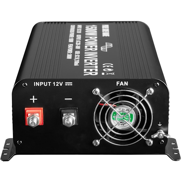 tectake Sinus spänningsomvandlare 12V till 230V 1500W 3000W Svart