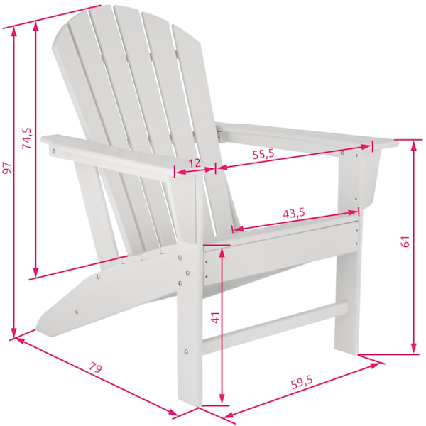 tectake Trädgårdsstol i Adirondack design Vit