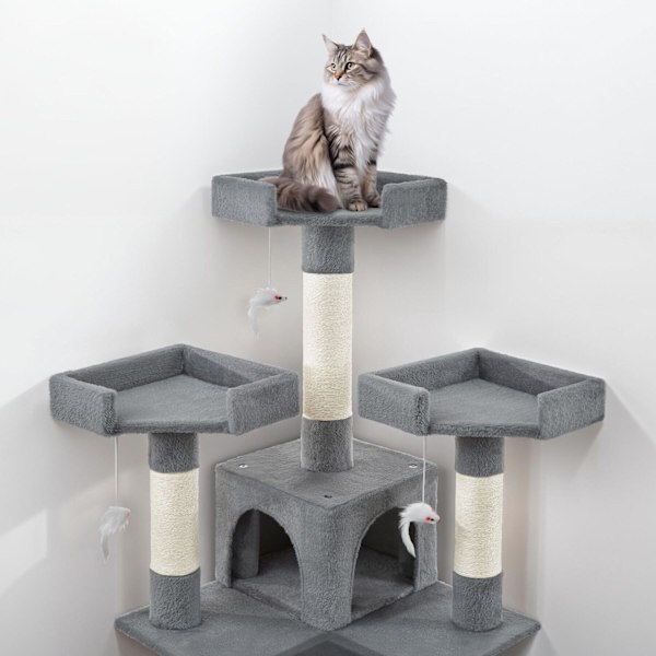 tectake Katt klösträd, klösmöbel Barney grå