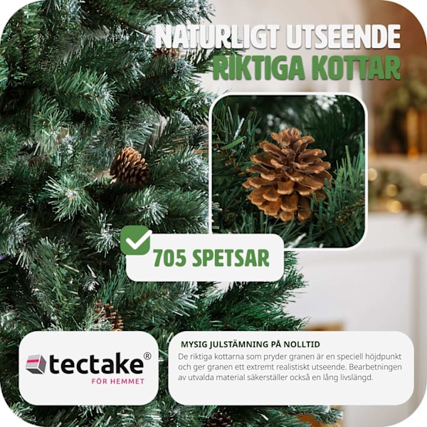 tectake Konstgjord Julran med kottar Grön