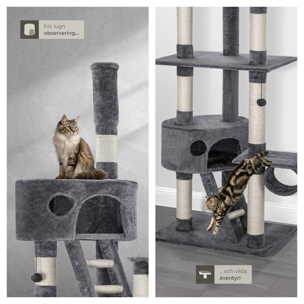 tectake Klösträd katt, klösmöbel Hansi grå