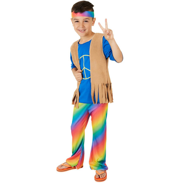 tectake Maskeraddräkt Pojke Hippie Peace MultiColor 116 (5-6y)