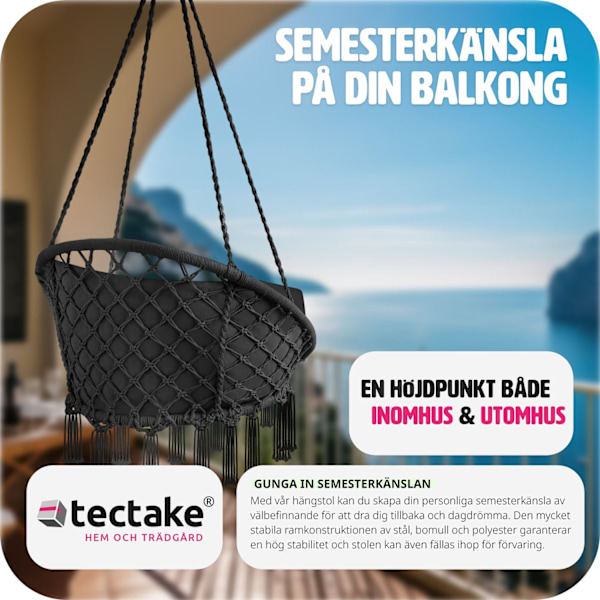 tectake Hängstol Grazia Svart