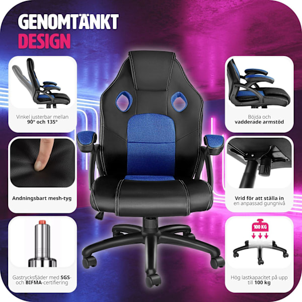 tectake Gamingstol Mike Blå