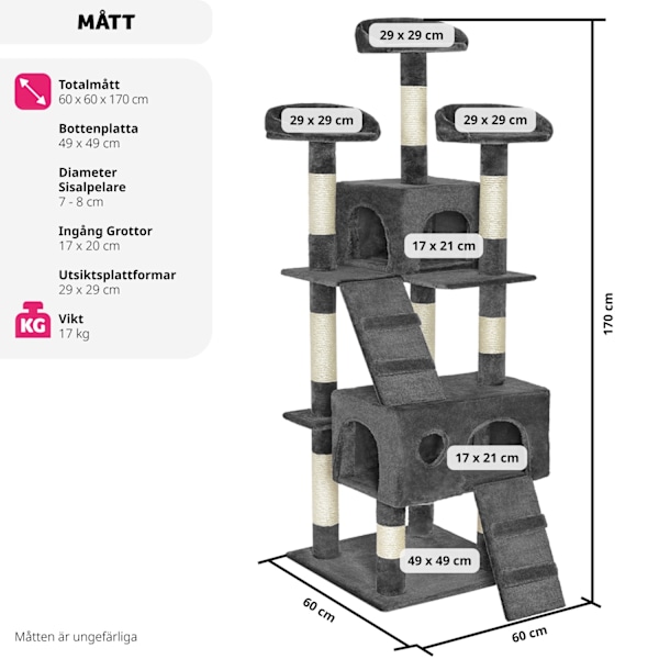 tectake Katt klösträd, klösmöbel Mogli grå