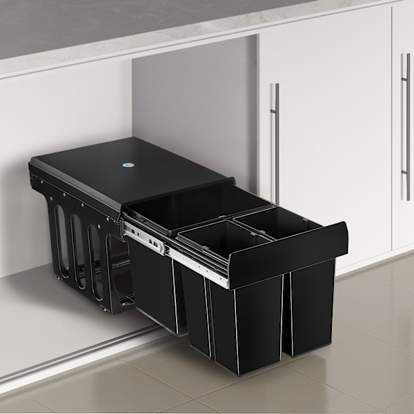tectake Sopsortering Ashlyn, 3-kärl, 31L Svart