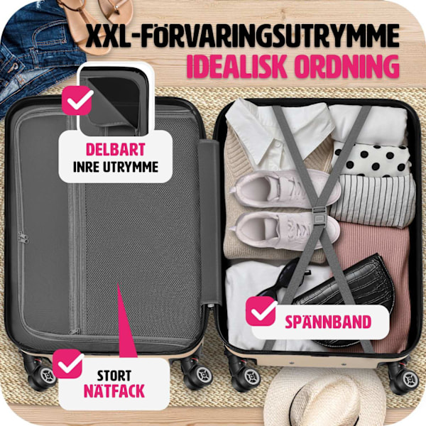 tectake Resväskor 3 stycken set i hardcase, Hårda resväskor Champagne