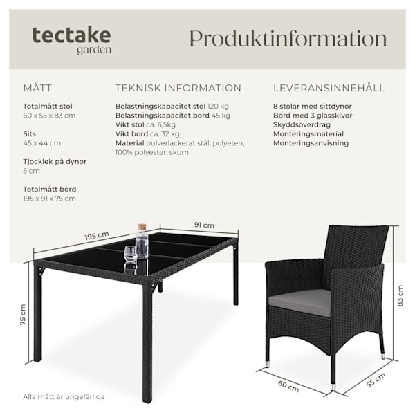 tectake Matgrupp i konstrotting Almansa grå