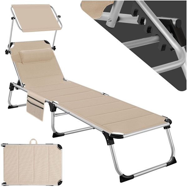 tectake Solstol Lorella, vadderad, hopfällbar Beige