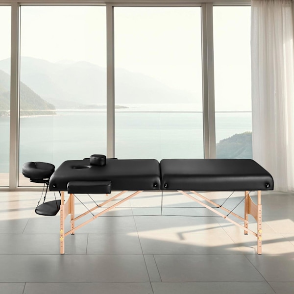 tectake Set 2-zons massagebänk inklusive massagerullar och bärväska Svart